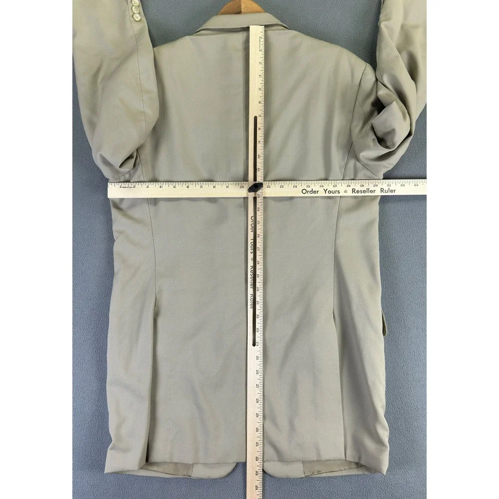 Burberry Blazer Jacket Mens 42‎ Long Beige Khaki Kensington Wool Luxury Business